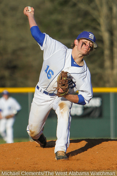 Matt Eicher picked up the win in game one against Bibb County Tuesday. 