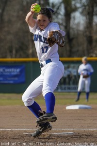 Danielle Tatum winds up before releasing a pitch to a Clarke County batter.