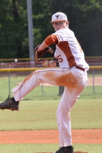 (Photo by Raycelia McIntyre) Wyatt Hale got the win for the Longhorns in game two Friday. 