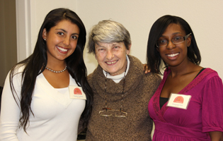 Madoline Thurn (center) with Natalia Cardenas (left) and Dominque Hill (right), recipients of the the Thurn Award, presented in memory of the late emeritusprofessor Richard L. Thurn
