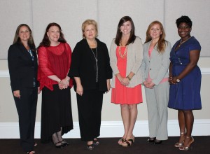 The University of West Alabama’s Julia S. Tutwiler College of Education recently honored regional educators with awards recognizing their achievement in five fields of education. Pictured left toright: College of Education Dean Kathryn Chandler; Dr. Poppy Moon (counseling); Brett Morris Evans (secondary education); Amanda Meadows (elementary education); Marlee Neel (library media); and Tiffany Davis (instructional leadership)
