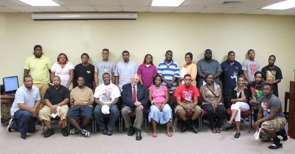UWA President Richard D. Holland (front, center) welcomed 23 students to the Industrial Maintenance program and 16 to the Automotive Technician program as part of UWA’s workforce training initiative. Those pictured include: Christine Amerson, Resha Amerson, Mary Atkins, Sassie Atkins, Terence Bell, Donald  Bordeaux, Eddie Boyd, Demario Brown, Kendal Bryant, Sidetrius Clayton, Vanessa Cosby, Trinesa Davis, Kenya Edwards, Timothy Hibbler,  Michael Huth, Dominique Jenkins, Hawatha Lewis, Jonathan Lewis, Joseph Mann, Lakithia McMullen, Brandon Meriweather, Fred Moore, Ronnie Newton, Rachel Owens, Nicholis Pelt, Alondra Polk,  Ronald Reaves, Donta Reaves, Brentt Simpson, Bryant Snyder, Tony Speight, Keith Taylor, Laporsha Vawters, Danshelle Vawters, Brandon Walker, Jeremiah Ward, Lashon Washington, Tredonte Wilson and Cordell Young.