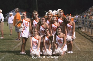 The Junior High cheerleaders take time out for a group picture during the Southern Academy Jr. High Football game. Pictured are (Front) Sandi Wilkinson, Mary Jordan Drake, Kimberly Parker, (Middle) Raye Sanford, Emily Freeman, Claudia Peppenhorst, (Back) Brittan Davis, Laura Griffith, April Sheffield, Hannah Freeman.