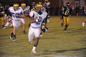 (Photo by Johnny Autery) Jakoby Aldridge runs over, around and through Leroy on his way to 247 yards on 23 carries Friday night.