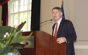 Higher Education Partnership Executive Director Gordon Stone addressed UWA faculty and staff at the luncheon, reminding all of the importance of "having a voice in Montgomery" to help improve higher education in Alabama.