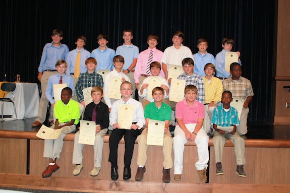 New male inductees to the Demopolis Middle School Junior Beta Club.