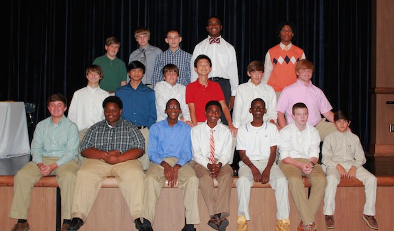 Returning male members of the Demopolis Middle School Junior Beta Club.