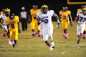 Sweet Water's Demarcus Gamble rumbled his way to 112 yards and four touchdowns at Choctaw County.