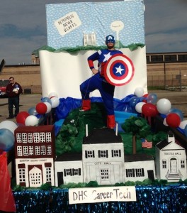 The Demopolis High DECA club and career tech classes utilized a Captain America theme that included a mini version of downtown Demopolis as well as a backdrop of the White Bluffs and the phrase "Demopolis Never Bluffs." 