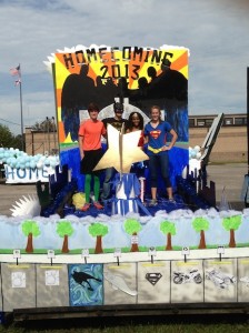 Meanwhile, back at the Hall of Justice....The DHS Student Council used a Super Friends theme for its float, the gimmick included a hand-drawn Hall of Justice.