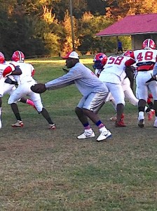 Andro Williams plays scout team quarterback for the Linden High Patriots during practice Tuesday afternoon. The Patriots are scheduled to host Keith Friday night at 7 p.m. in the first round of the AHSAA, Class 1A state playoffs. 