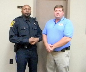 New Linden Police Officer Steven Dubbs and LPD Chief Scott McClure.