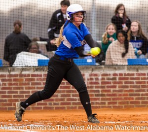 Julia Veres notches one of her two hits in Tuesday's win over Brookwood.