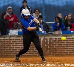 Baleigh Grace rips a two-run single against Brookwood Tuesday.