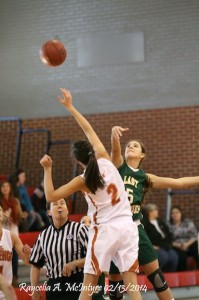 Brooke Smyly wins the opening tip against Sparta Thursday. She finished the game with 10 points.