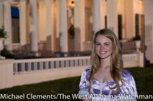 Shoni Jones, one of the Gaineswood Belles, is pictured outside of Gaineswood. 