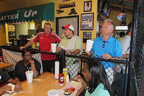 Paschal Dunne, Jeff Fendley and Joe Veres take in Monday's World Cup contest between the United States and Ghana.