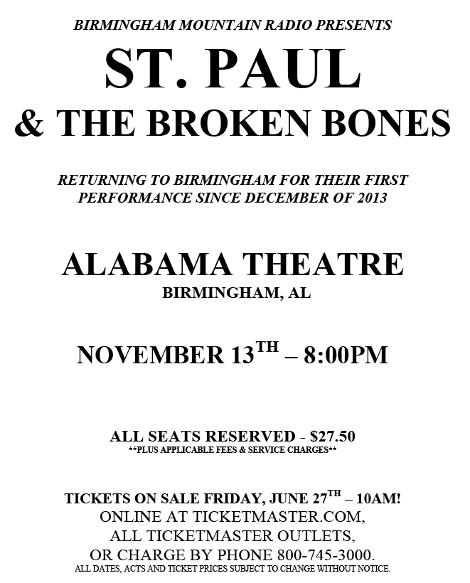 ST PAUL & THE BROKEN BONES_BIRMINGHAM, AL (11.13.14) PRESS RELEA