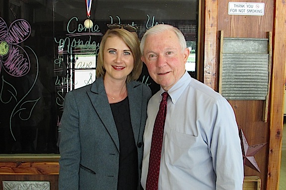 Senator Jeff Sessions and Marengo County Economic Development Director Brenda Tuck.