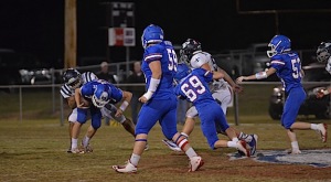Clay Truelove is sacked by a Patrician Academy defender.
