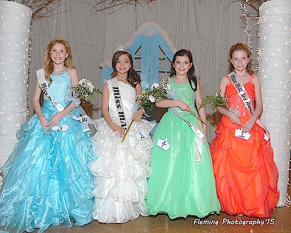 Miss Marengo Academy Elementary: (left to right) First Place Isabella Brasfield Reid, Queen Makenzie MaLeah Moore, Second Place Elizabeth Ivey Vick, Third Place Keaton Grace Gunter. 