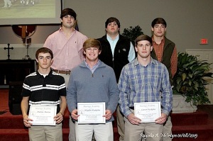 The following athletes were selected to the 2014 Alabama Sports Writers Association All-State Football Team. (front) Andrew Martin – 2nd Team Defensive Back, Hayden Huckabee – 2nd Team Running Back, Carson Huckabee – 2nd Team Athlete; (Back) Cason Cook – 1st Team Defensive Line, Tait Sanford – 1st Team Offensive Line, Hayden Hall – 1st Team Linebacker. 