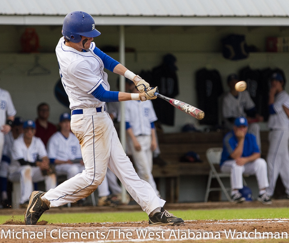 Wil Stephens rips a double to left field against Dallas County.