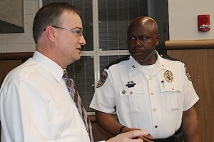 Darren Glass, a member of the CPC, speaking with Chief Tommie Reese