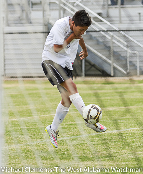 Jose Maravilla knocks in the first goal of the game for Demopolis Saturday against Faith.
