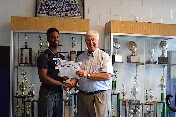 Marcus Wright is honored as Defensive Player of the Week in the Demopolis win over Jemison.