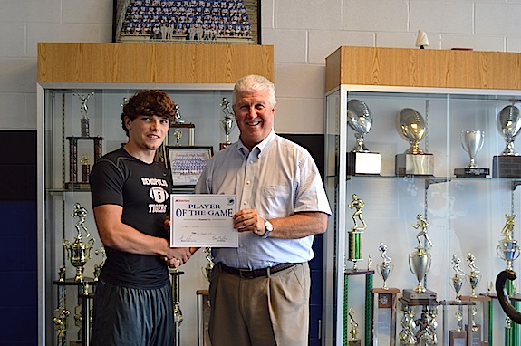 Logan McVay is honored as the Offensive Player of the Week in the Demopolis win over Jemison.