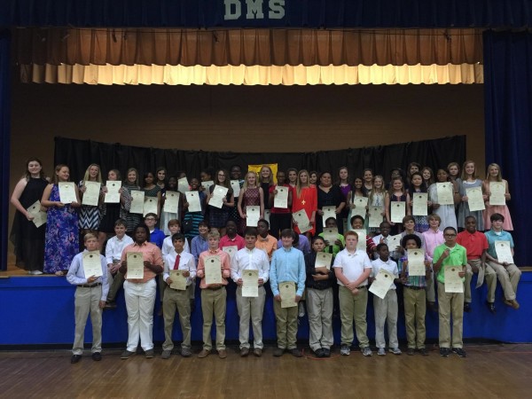The Demopolis Middle School Junior Beta Club recently inducted 68 new members. (Photo contributed by DMS Journalism Program)