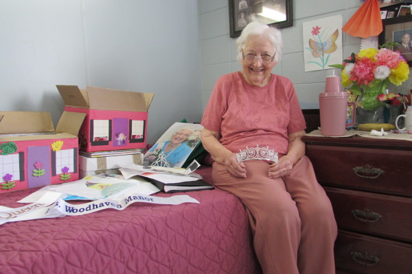 Sylvia Holland, Ms. Alabama Nursing Home 2015, shows off some of her crafts in her room at Woodhaven Manor Nursing Home in Demopolis, Ala. (Photo by Jan McDonald)