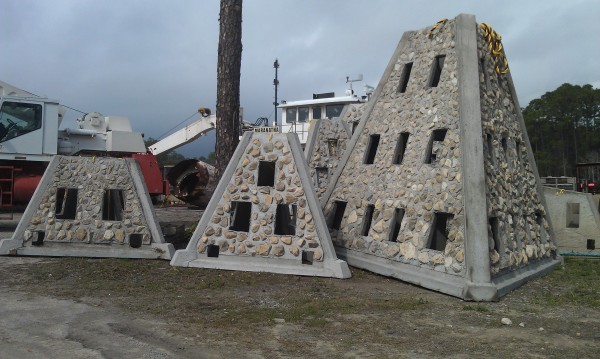 Pyramid reefs of different sizes will be used in the artificial reef enhancement program funded by the National Fish and Wildlife Foundation. Nearshore reefs will use different configurations to benefit the saltwater ecosystem along the Alabama Gulf Coast. (Contributed Photo)