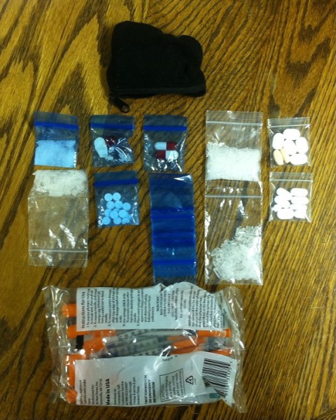 14.9 grams of methamphetamine, 27 prescription pills, and drug paraphernalia were seized in a traffic stop on Jan. 10 in Thomaston. (Contributed Photo)
