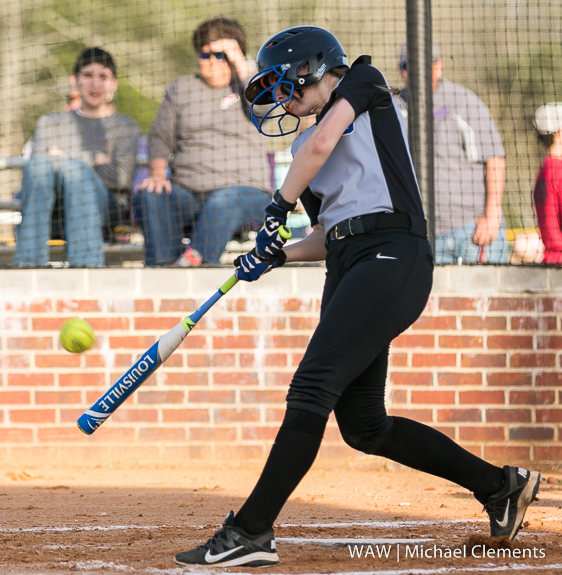 Kendall Hannah strokes a solo homer in the second inning for her fifth round-tripper of the year Tuesday as Demopolis beat Jackson 10-3.