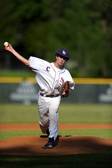(Photo by Johnny Autery) Jonah Smith worked nine strong innings in a game one win over Mobile Christian Friday night.