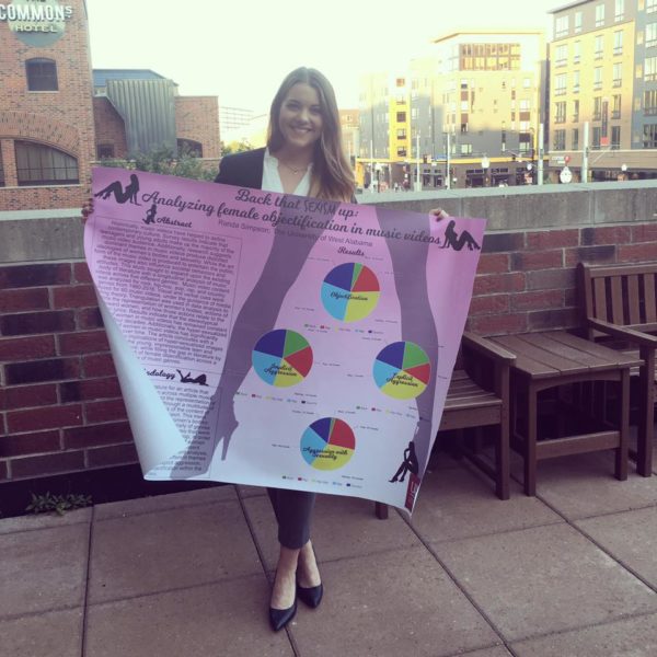 Randa Simpson, a recent UWA graduate, displays her Honor’s Thesis entitled, “Back that Sexism Up: An Analysis of the Representation of Women’s Bodies in Music Videos,” at the Society for the Psychological Study of Social Issues (SPSSI) conference. (Contributed)