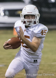 10-21-16 -- Toxey, Ala. -- Marengo Academy's Cameron Peppenhorst breaks into the open for a 32-yard run during the Longhorn's win over the South Choctaw Academy Rebels.