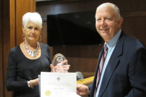 Mary Jo Marting, left, with Commissioner Dan England. (WAW | Jan McDonald)