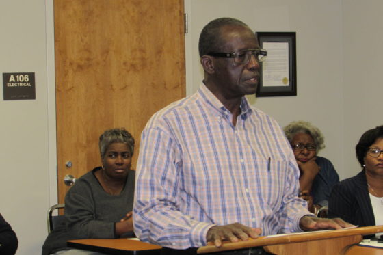 Dr. Milton Young addresses the Demopolis City Schools BOE in Monday's meeting. (WAW | Jan McDonald)