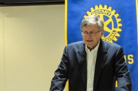 Demopolis Mayor John Laney speaks at a meeting of the Rotary Club on Thursday. (WAW | Jan McDonald)