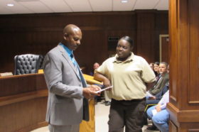 Tracy Walker was recognized by the commission. (WAW | Jan McDonald)
